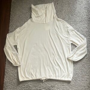 Cream Cowl Neck Sweater with Relaxed Fit